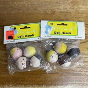 Vintage Spun Cotton Fibre-Craft 8 Heads New Craft Doll Making Taiwan
